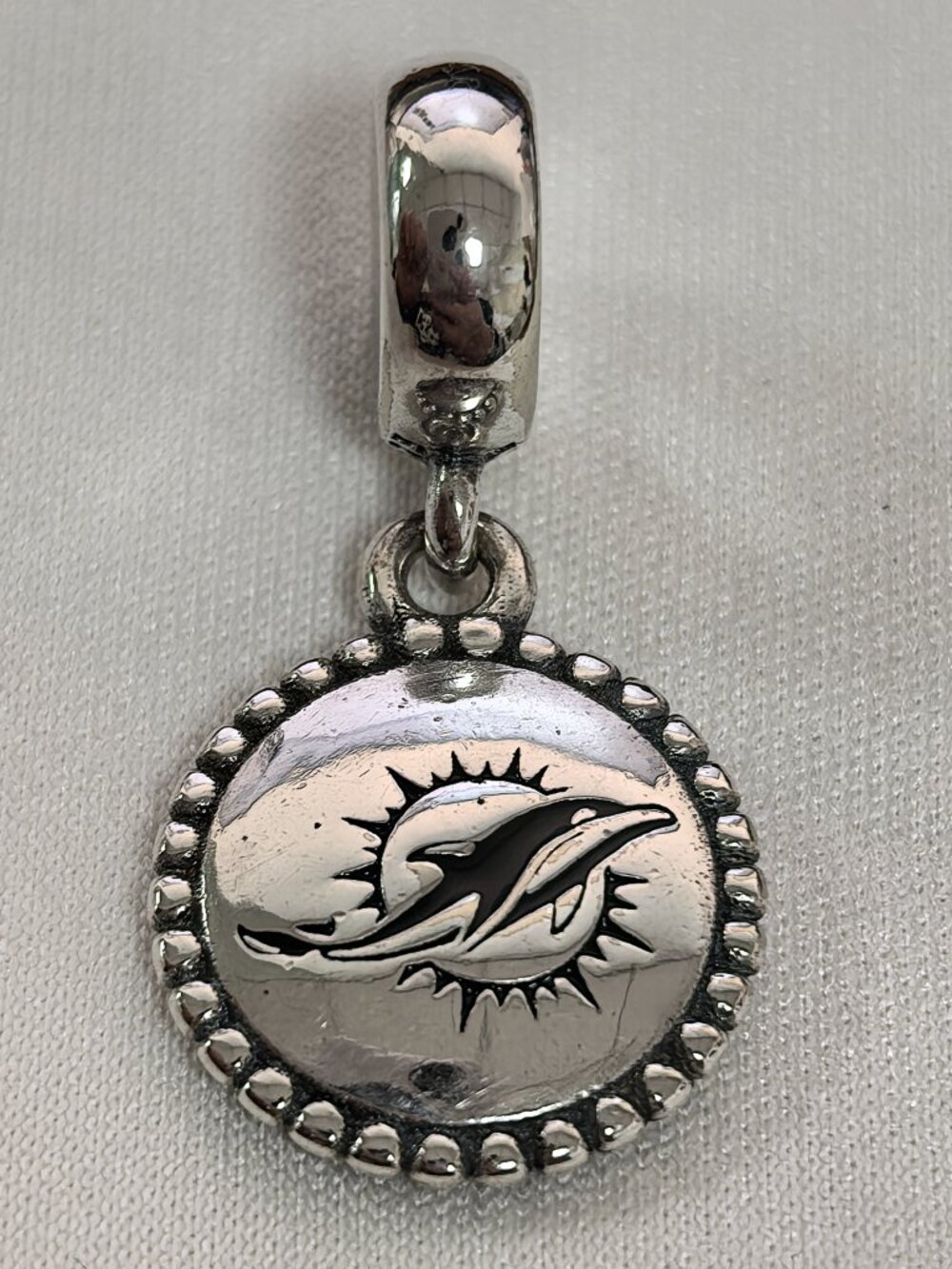 Pandora Rare Miami Dolphins NFL Logo Charm Pendant, S925 Silver Jewelry